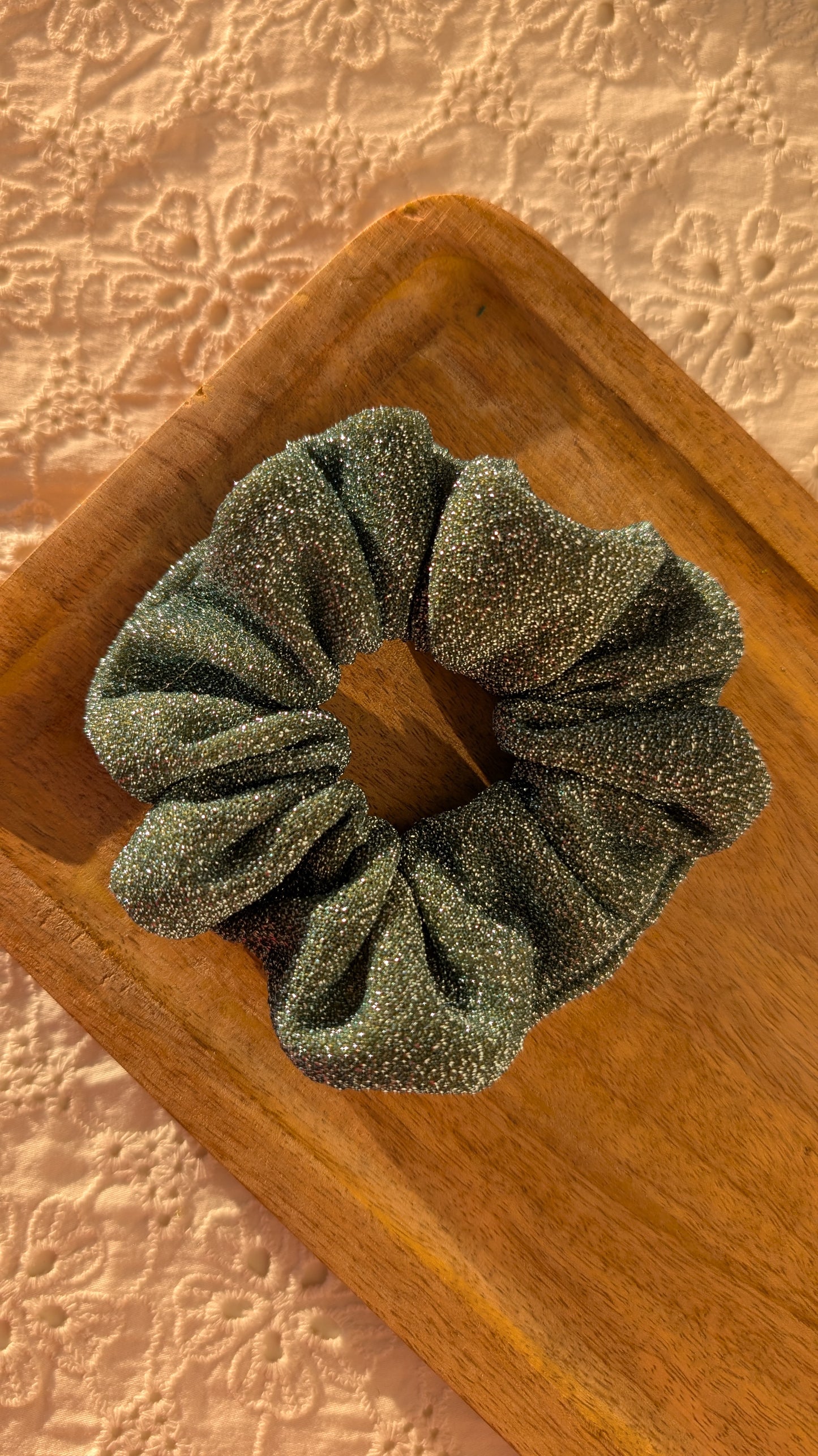 Chouchou Pailleté bleu gris