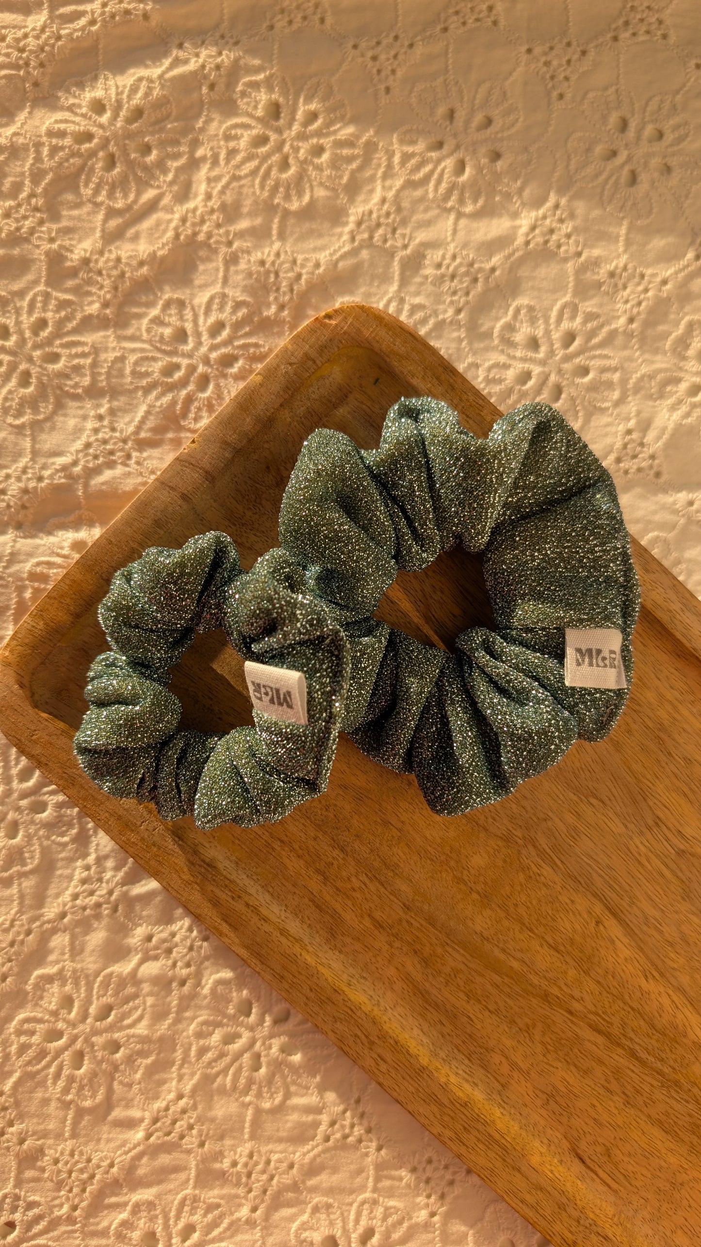 Chouchou Pailleté bleu gris