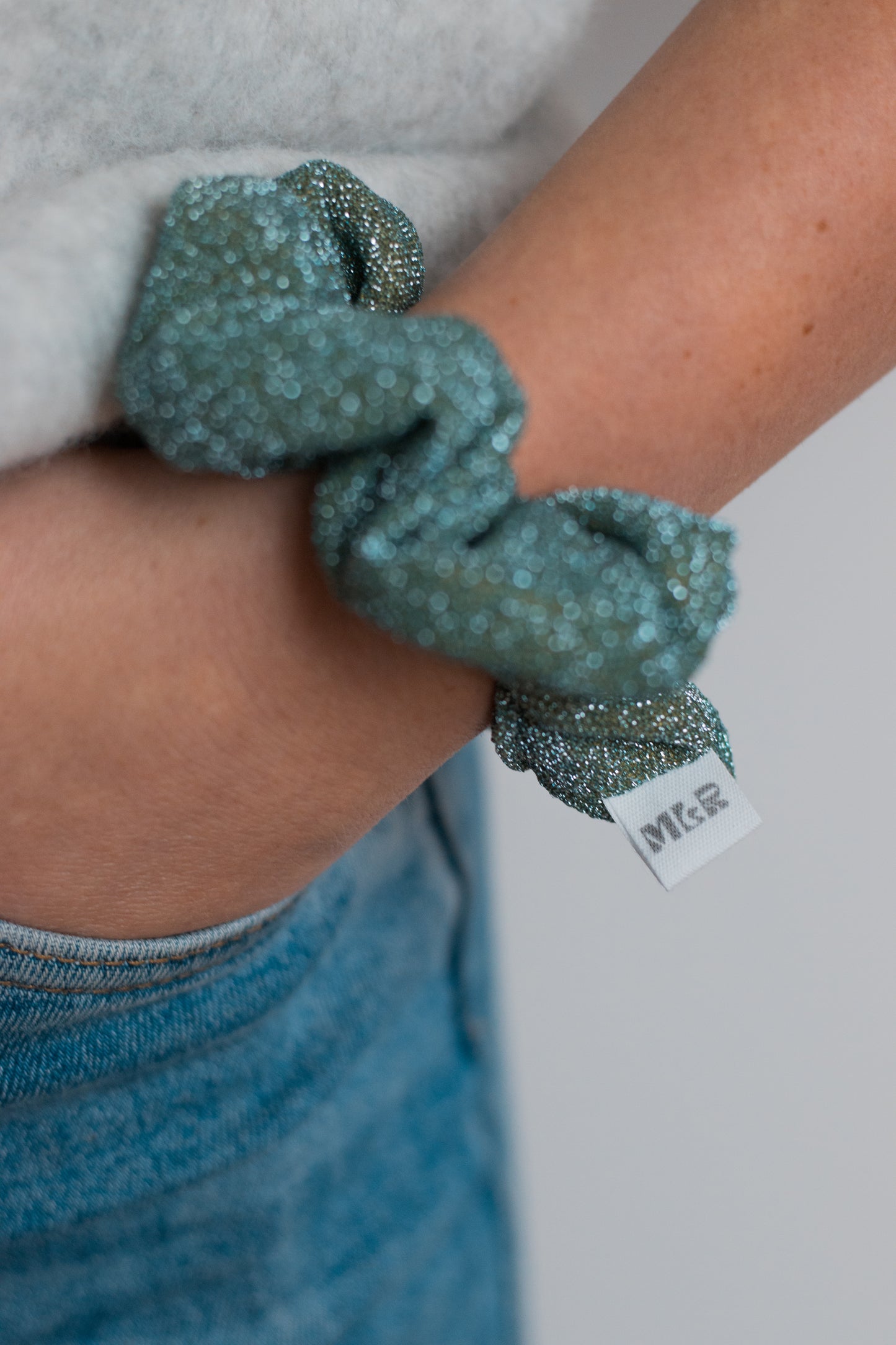 Chouchou Pailleté bleu gris