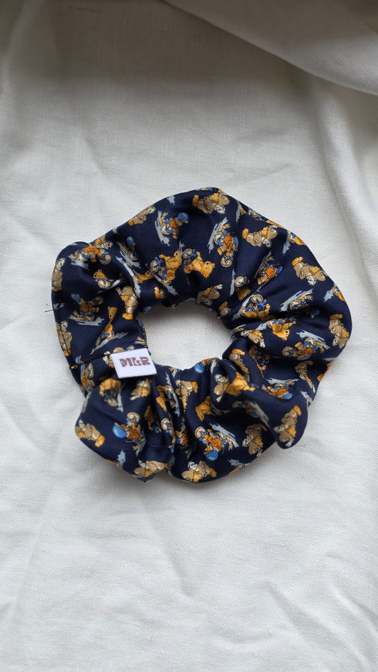 Chouchou Ourson bleu - Soie