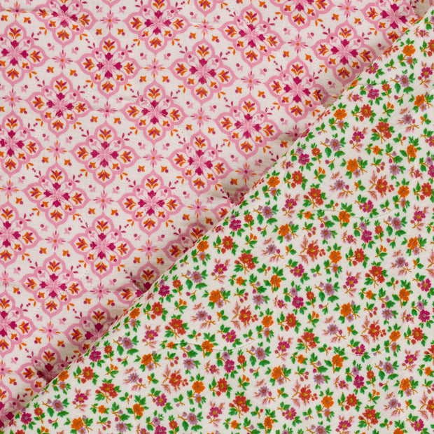 Tissu Double Gaze Matelassé - Fleuri