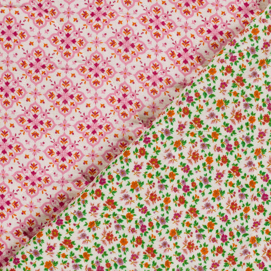 Tissu Double Gaze Matelassé - Fleuri