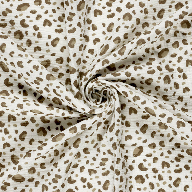 Tissu Gaze de Coton - Panthère Blanc