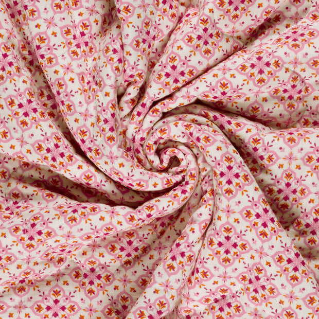 Tissu Double Gaze Matelassé - Fleuri