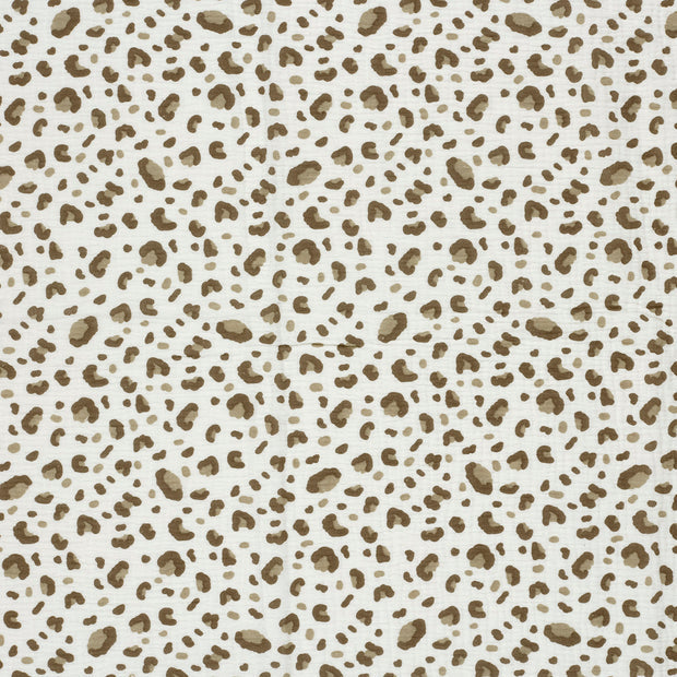 Tissu Gaze de Coton - Panthère Blanc