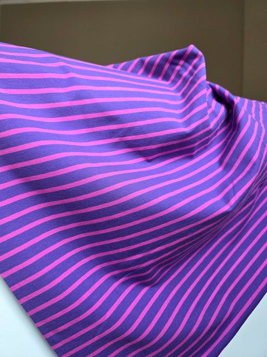 Tissu jersey ligné - mauve/rose