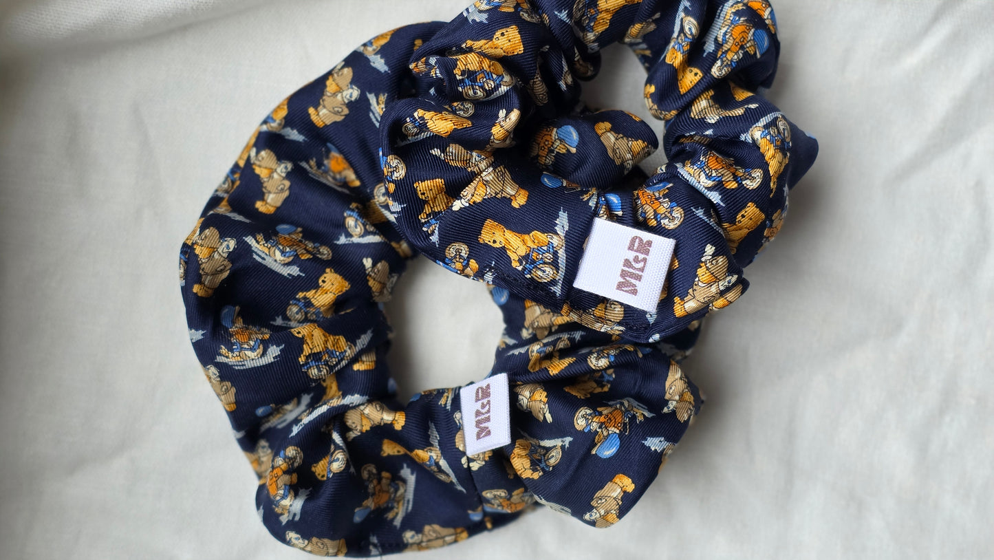 Chouchou Ourson bleu - Soie