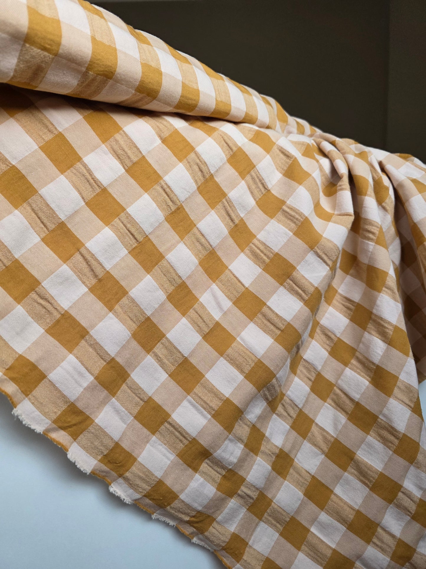 Tissu coton vichy - Camel