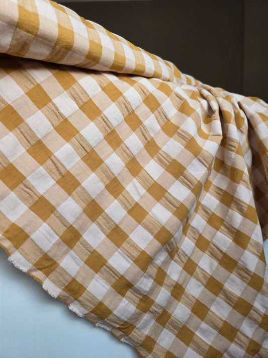 Tissu coton vichy - Camel