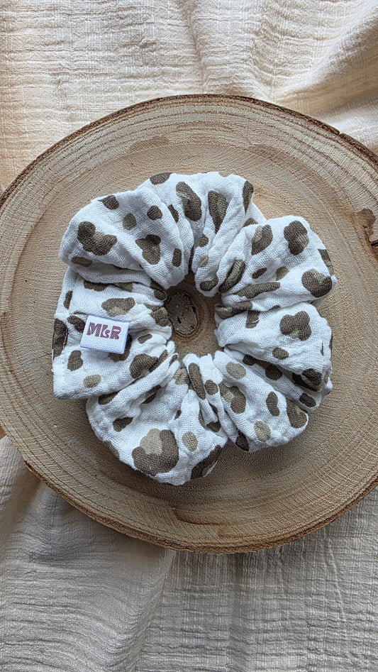 Chouchou Léopard blanc